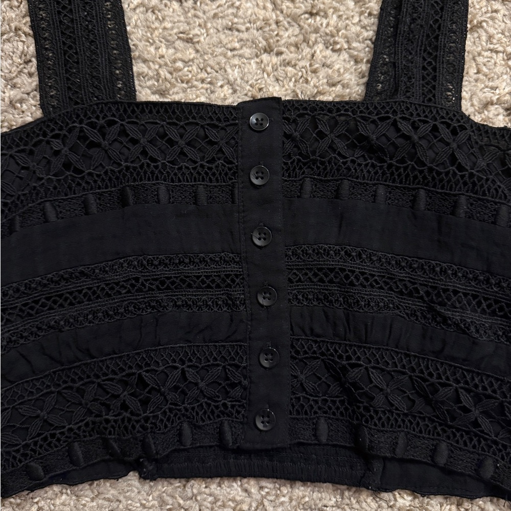 Black Embroidered Crop Top - Picture 2 of 4